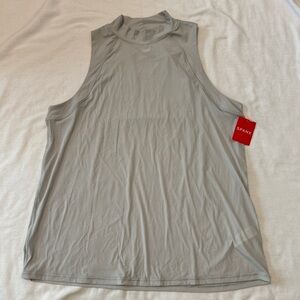 NEW Spanx Medium Go Lightly Mockneck Ribbed Tank in Cloud Grey Gray